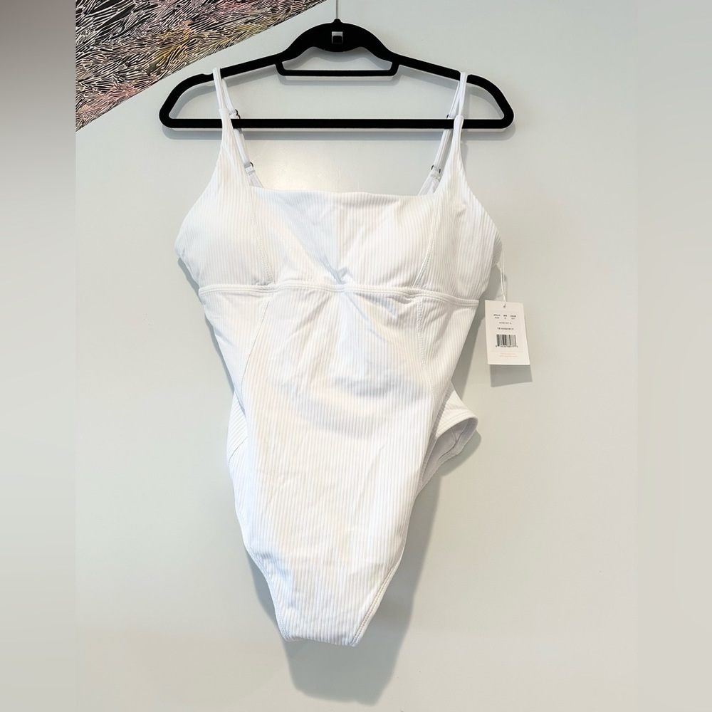 NWT ANDIE The Havana One-Piece Swimsuit - Built-In Bra white ribbed XL - Picture 3 of 6
